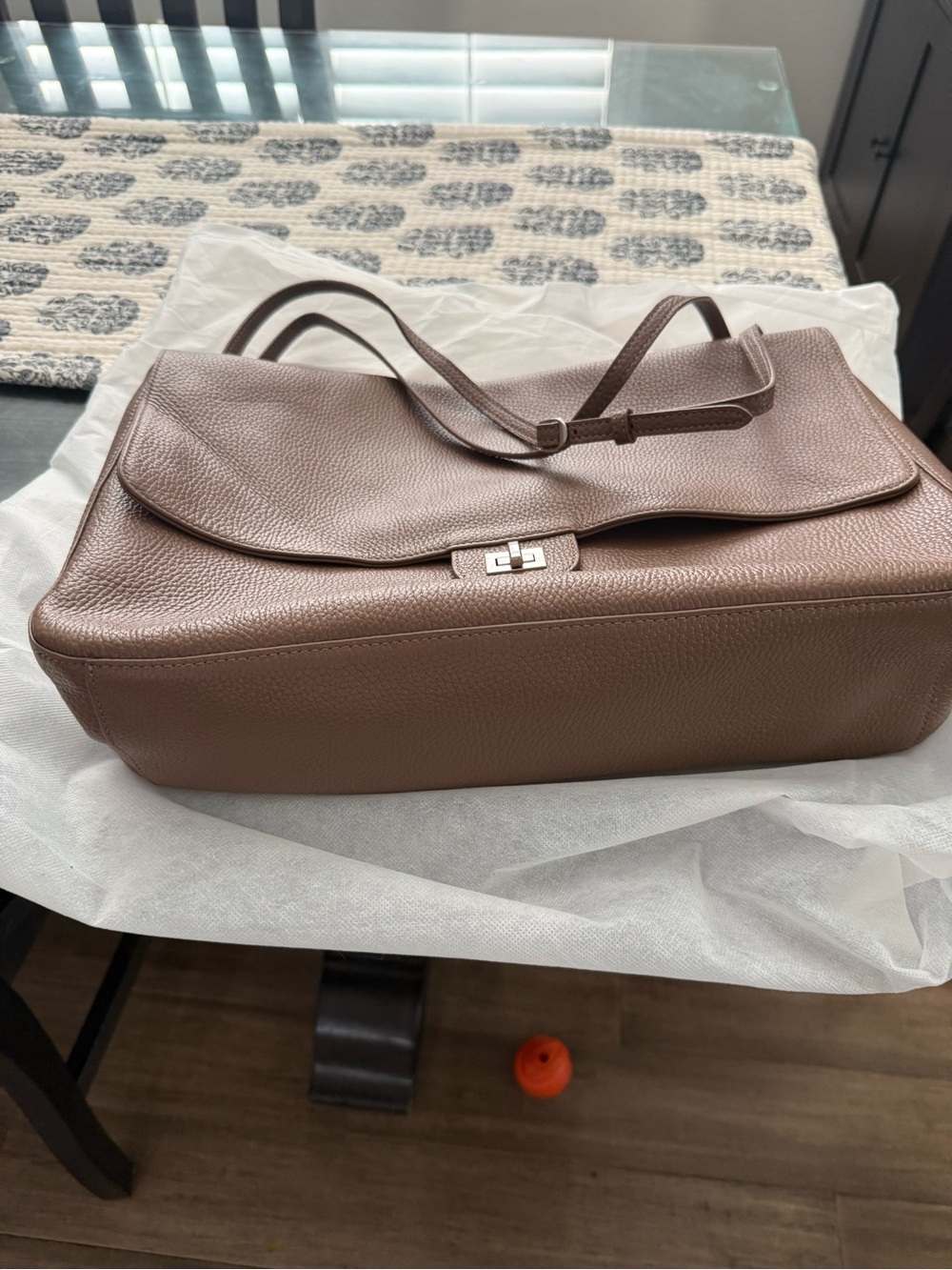 Etsy Maxi flap Bag / Pebbled Leather Shoulder Bag in Taupe /Brown.